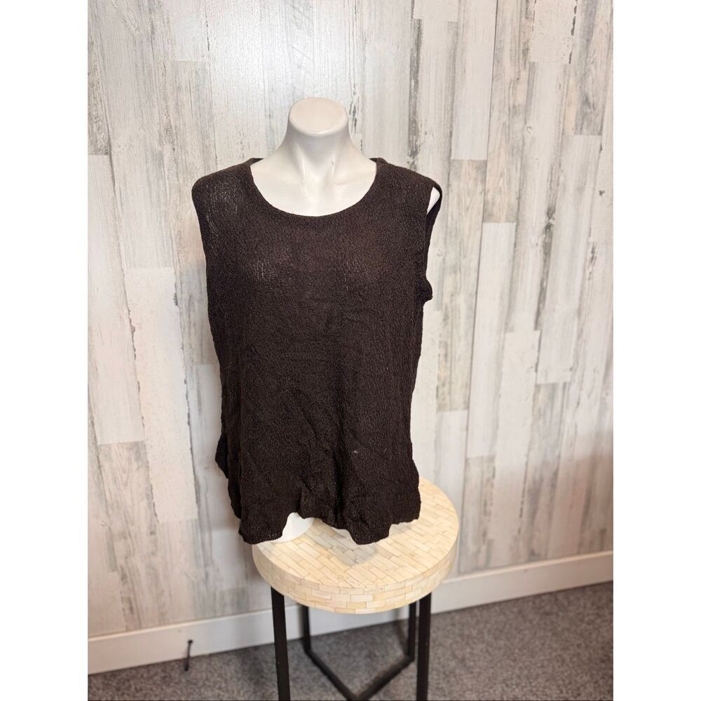 Avenue Black Sleeveless Knit Top Size 22/24 Lightweight Textured Sweater Tank Pl